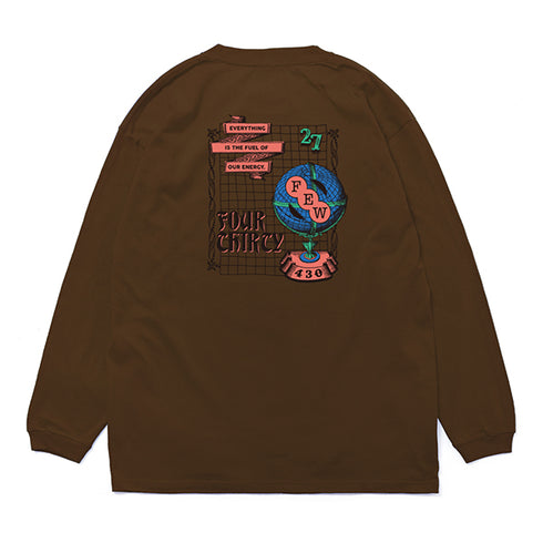 430 fourthirty/PF GLOBE MAP L/S TEE フォーサーティー/ポップ グローブ マップ ロングスリーブ Tシャツ